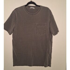 Zara Mens Faded Charcoal Gray Short Sleeve Pocket T-Shirt Size L‎ Large Cotton
